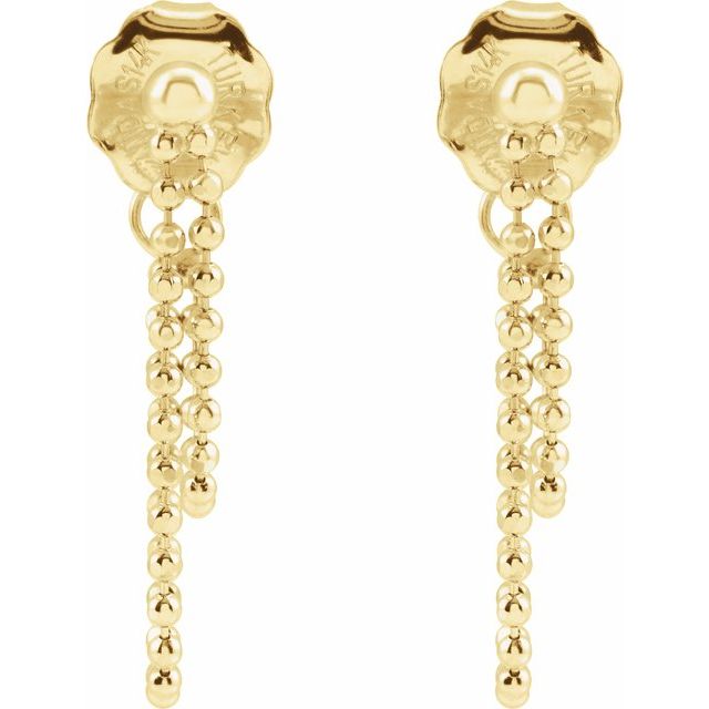 14K Yellow Gold Bead Chain Earrings