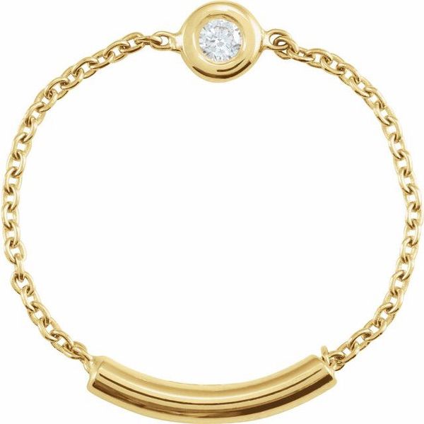14K Yellow Gold .02 CT Diamond Bezel-Set Chain Ring