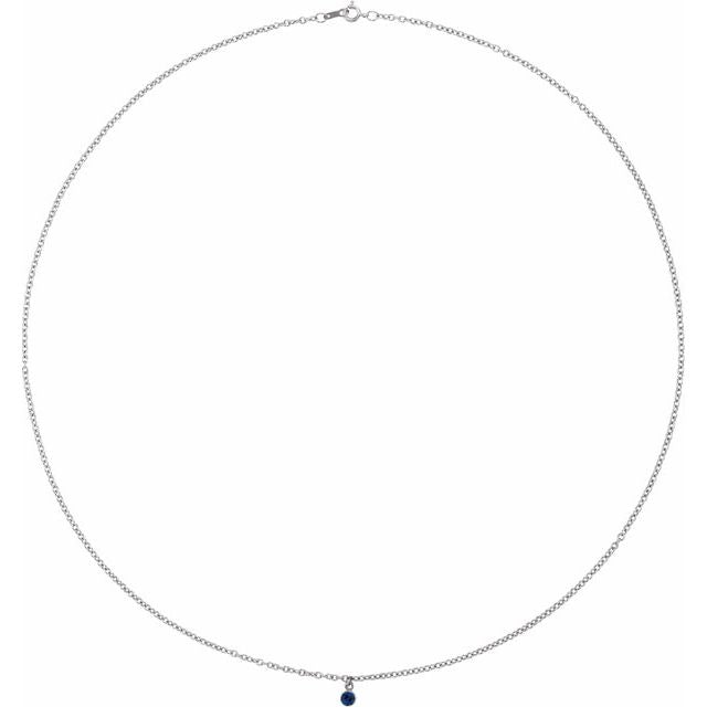 14K Gold Blue Sapphire 16" Necklace