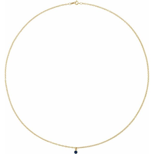 14K Gold Blue Sapphire 16" Necklace