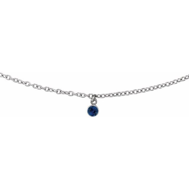 14K Gold Blue Sapphire 16" Necklace