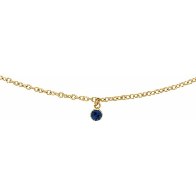 14K Gold Blue Sapphire 16" Necklace