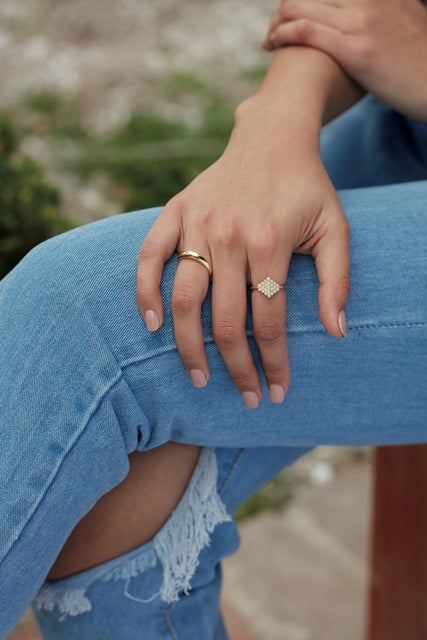 14K Gold 1/3 CTW Diamond Bezel-Set Cluster Ring
