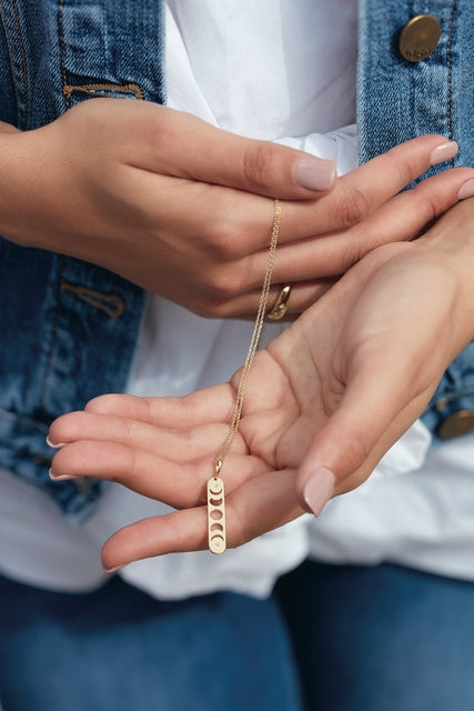 Diamond Moon Phase Bar Necklace