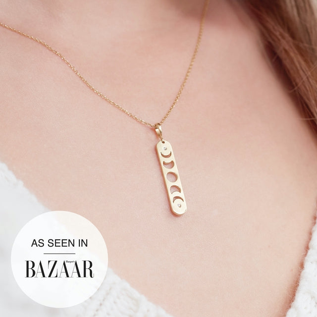 Diamond Moon Phase Bar Necklace
