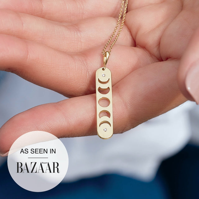 Diamond Moon Phase Bar Necklace