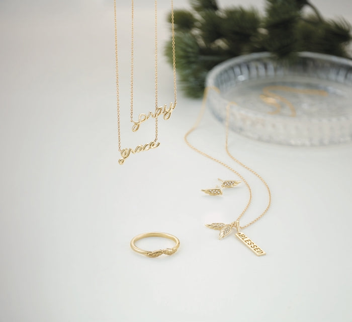 14K Gold Accented Angel Wing Earrings