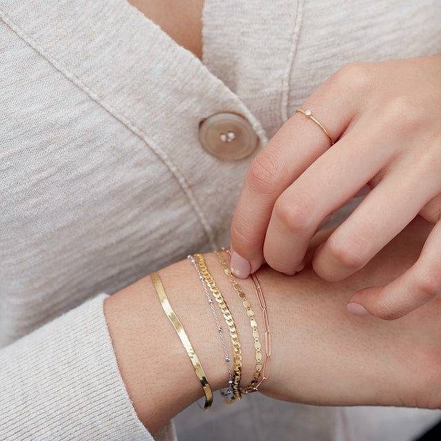 14K Gold 2.6 mm Elongated Flat Link Chain Bracelet