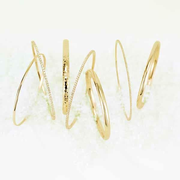 14K Solid Gold 2mm-8mm Half Round Bangle