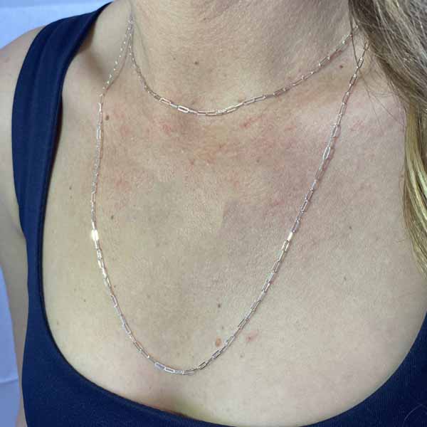 14K Solid Gold "Paper-clip" / Flat Link Chain Necklace