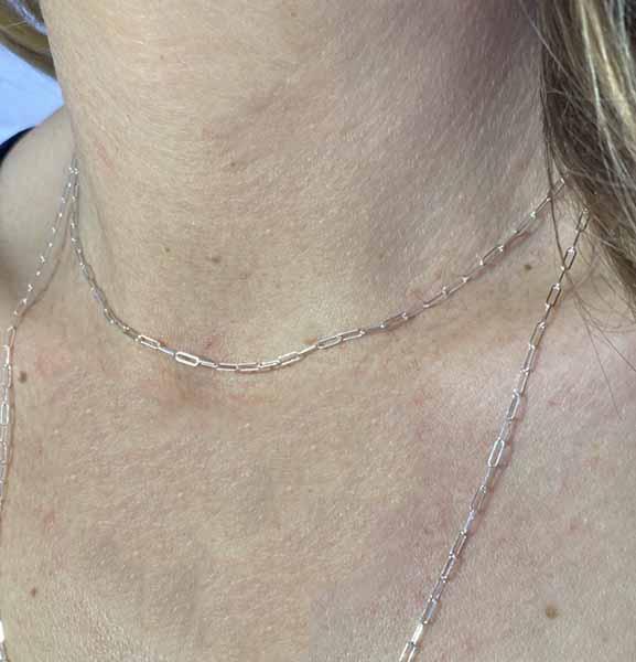 14K Solid Gold "Paper-clip" / Flat Link Chain Necklace