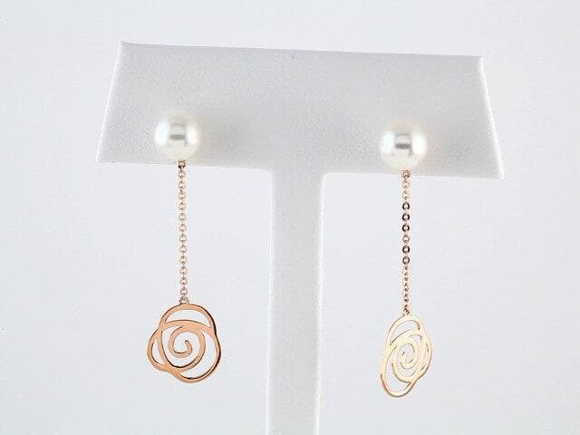 14K Rose Gold Freshwater Cultured Pearl Earrings