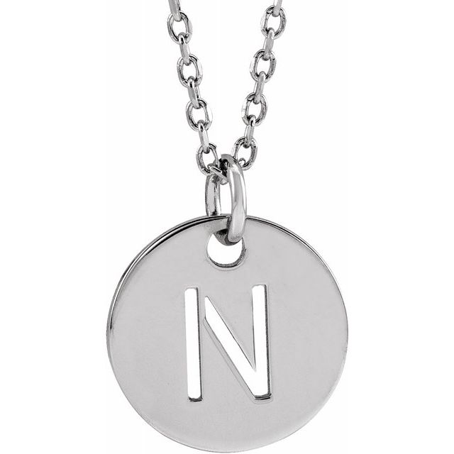 Initial Disc Name Necklace 16"-18"