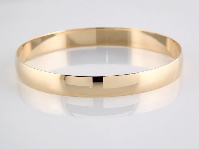 14K Solid Gold 2mm-8mm Half Round Bangle
