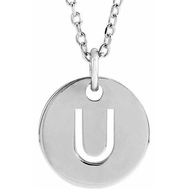 Initial Disc Name Necklace 16"-18"
