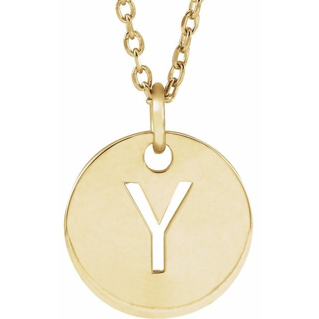 Initial Disc Name Necklace 16"-18"