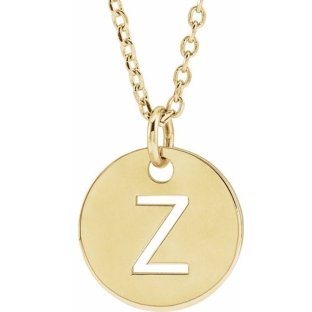 Initial Disc Name Necklace 16"-18"