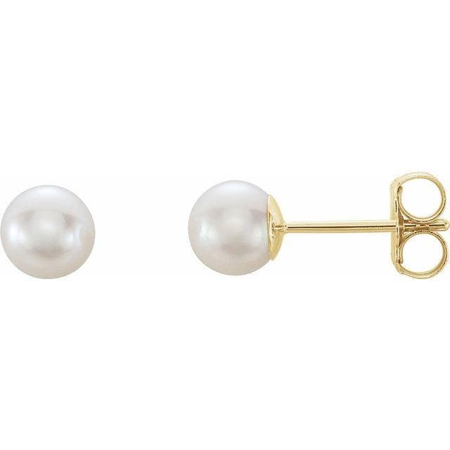 14K Gold - White Akoya Cultured Pearl Earrings