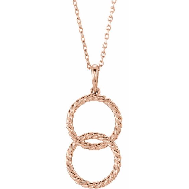 Interlocking Rope Circle Necklace in 14K Gold 16"-18"