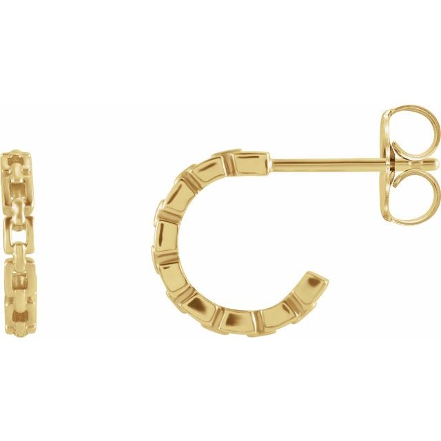 14K Gold Chain Link Hoop Earrings