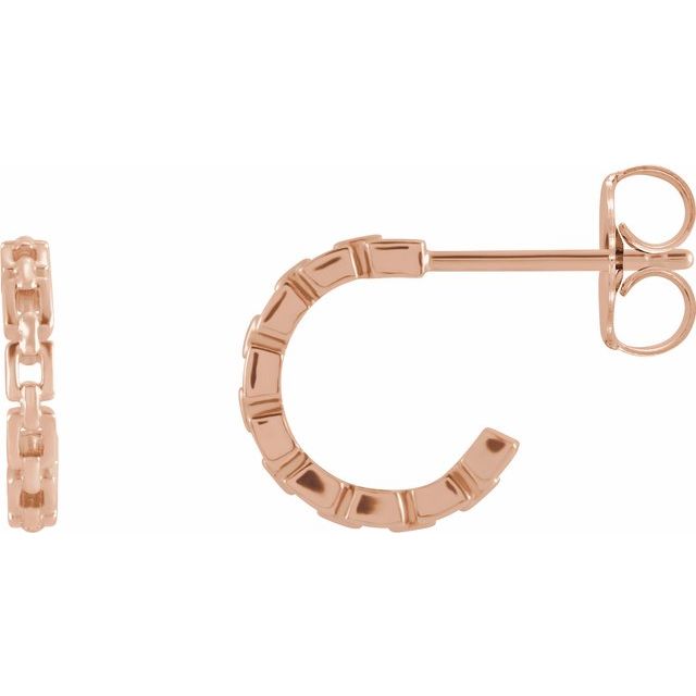 14K Gold Chain Link Hoop Earrings