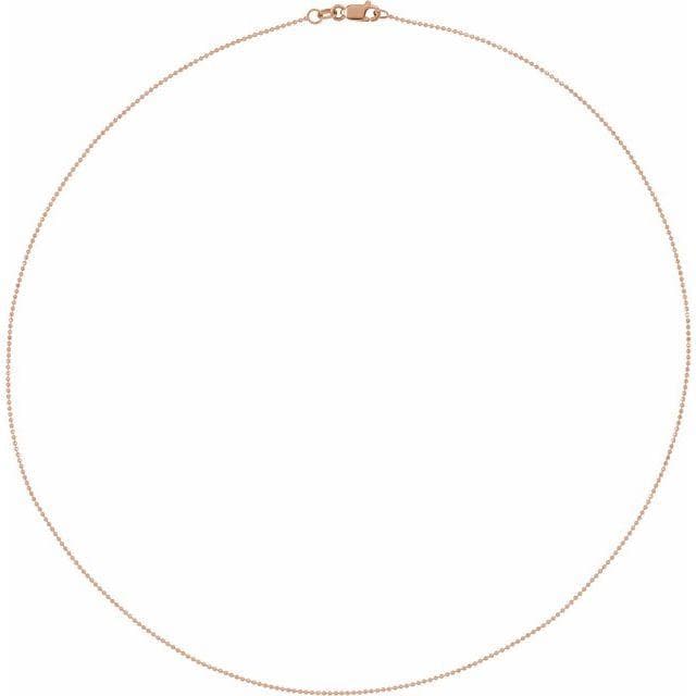 14K Gold 1mm Diamond-Cut Bead Chain Necklace 16",18",20" & 24"
