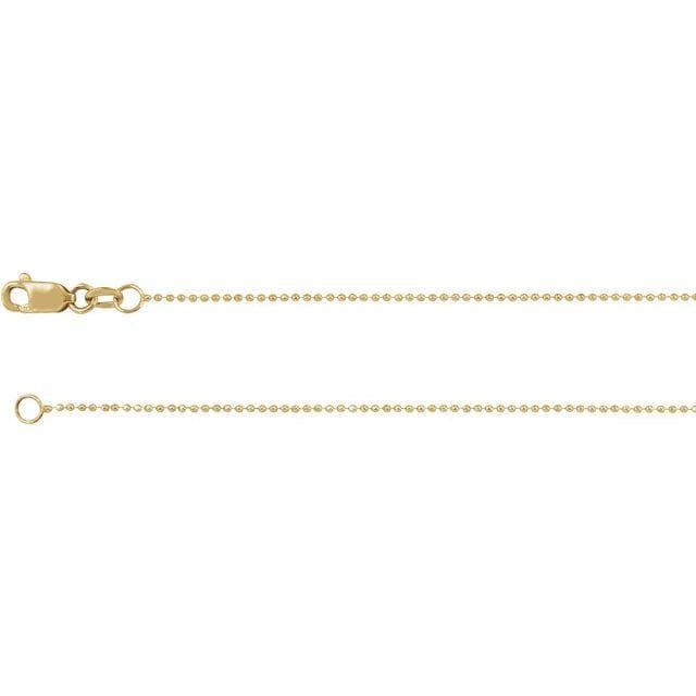 14K Gold 1mm Diamond-Cut Bead Chain Necklace 16",18",20" & 24"