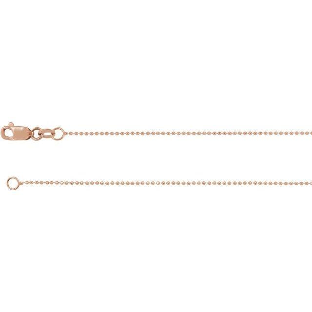 14K Gold 1mm Diamond-Cut Bead Chain Necklace 16",18",20" & 24"