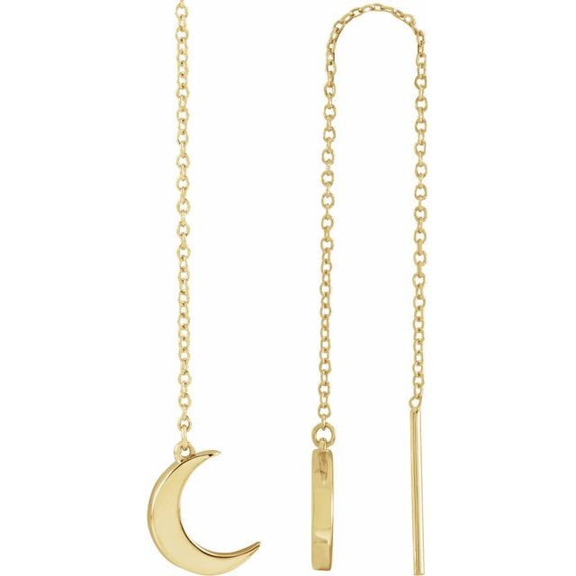 14K Gold Crescent Chain Earrings