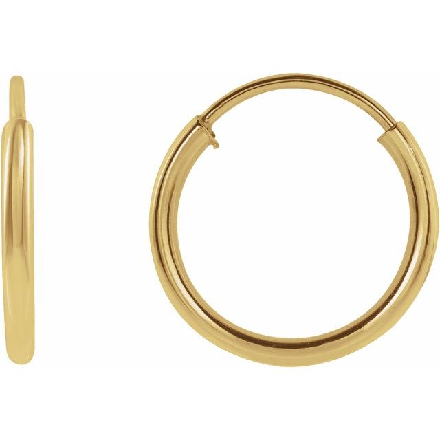 14K Solid Gold Flexible Endless Hoop Earrings