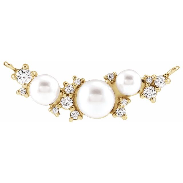14K Gold Akoya Cultured Pearl & .08 CTW Diamond Necklace