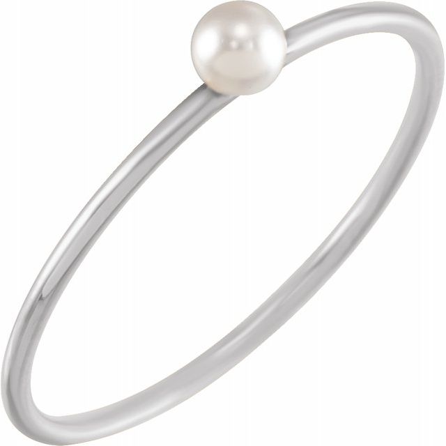 14K Gold Stackable Pearl Ring