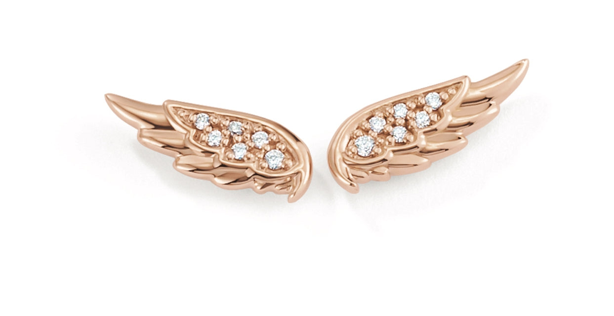 14K Gold Accented Angel Wing Earrings