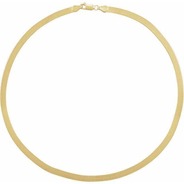 14K Yellow Gold 4.6 mm Flexible Herringbone Chain Necklace