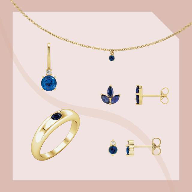 14K Gold Blue Sapphire 16" Necklace